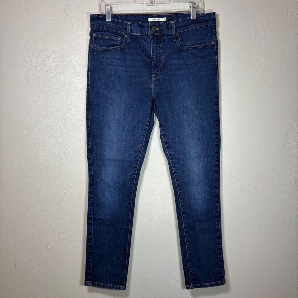 Levis Slimming Skinny Jeans‎ Womens 33 Dark Wash Indigo Denim Stretch Pants